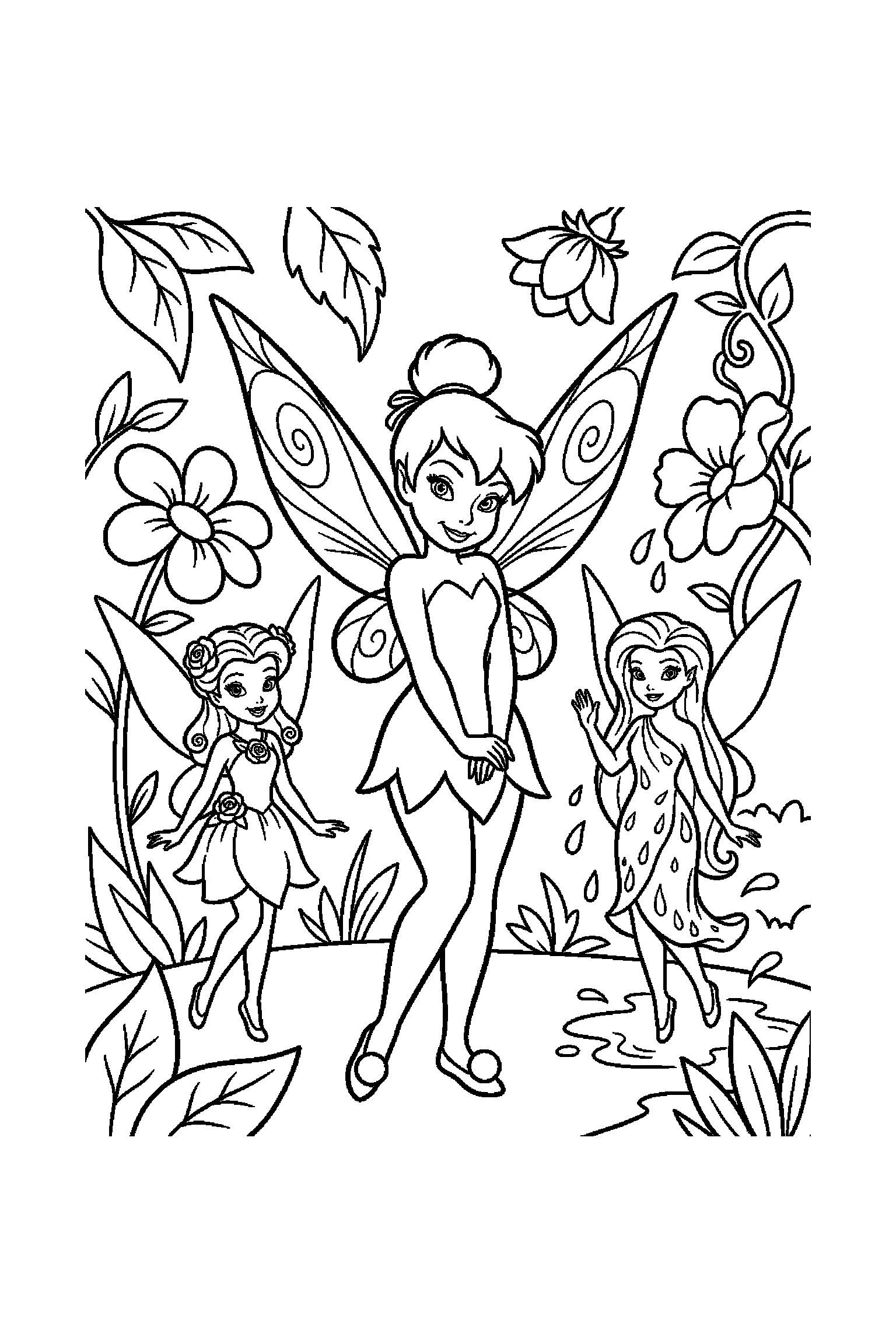 Coloriage Fée Clochette gratuit à imprimer : Clochette avec un petit sourire timide