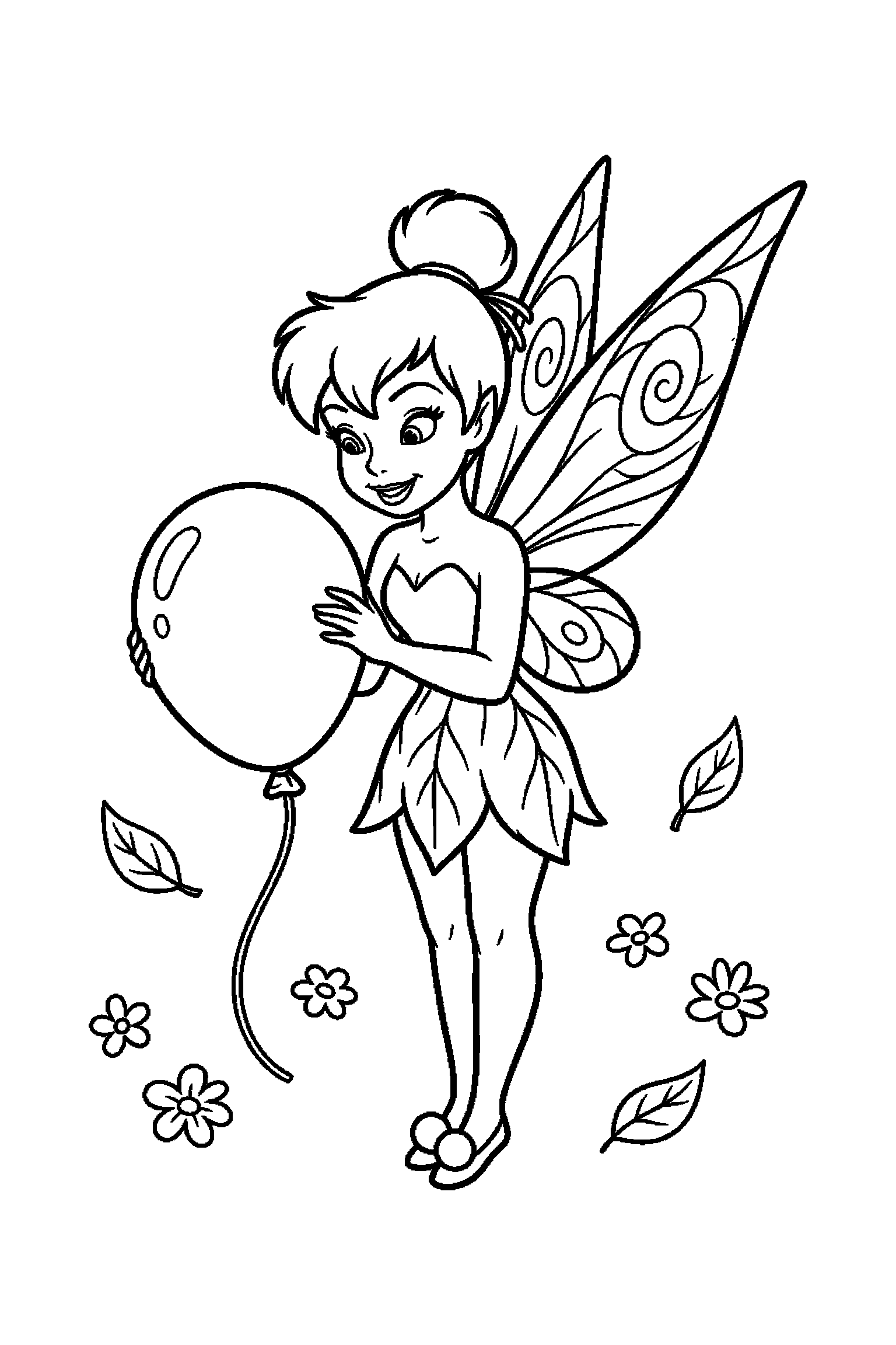 Coloriage Fée Clochette gratuit à imprimer - Clochette avec un ballon rond Coloriage Fée Clochette gratuit à imprimer : Clochette avec un ballon rond