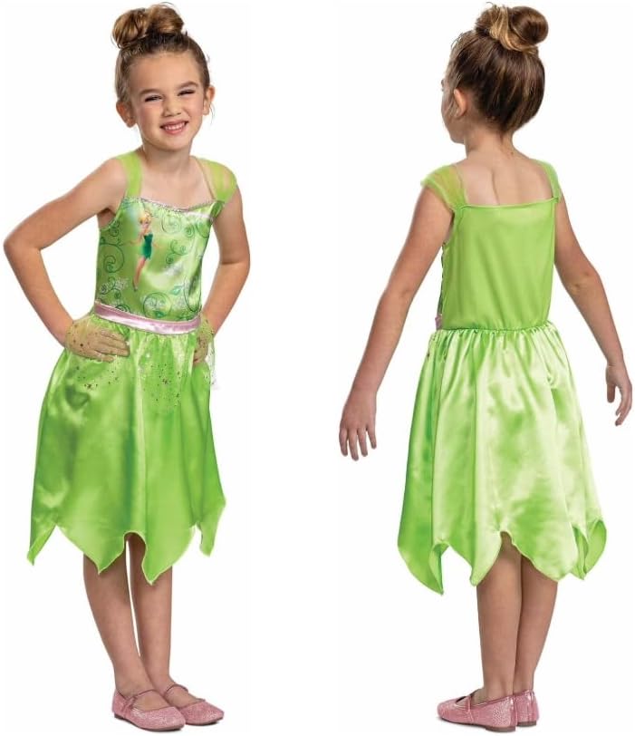 Déguisement Disney Fée Clochette pour fille avec robe en satin XS 5-6 ans
