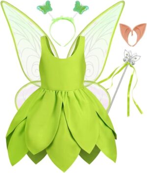 Déguisement Fée Clochette vert pour enfant, taille 2-3 ans