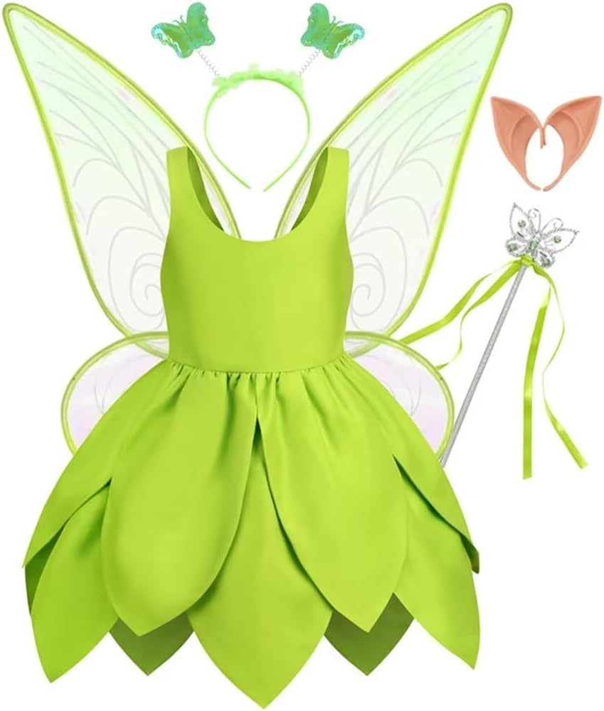 Déguisement Fée Clochette vert pour enfant, taille 2-3 ans