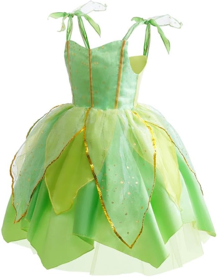 Costume Fée Clochette enfant avec robe verte et ailes – Image 3