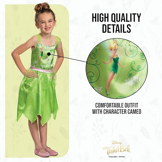 Déguisement Disney Fée Clochette pour fille avec robe en satin XS 5-6 ans – Image 5