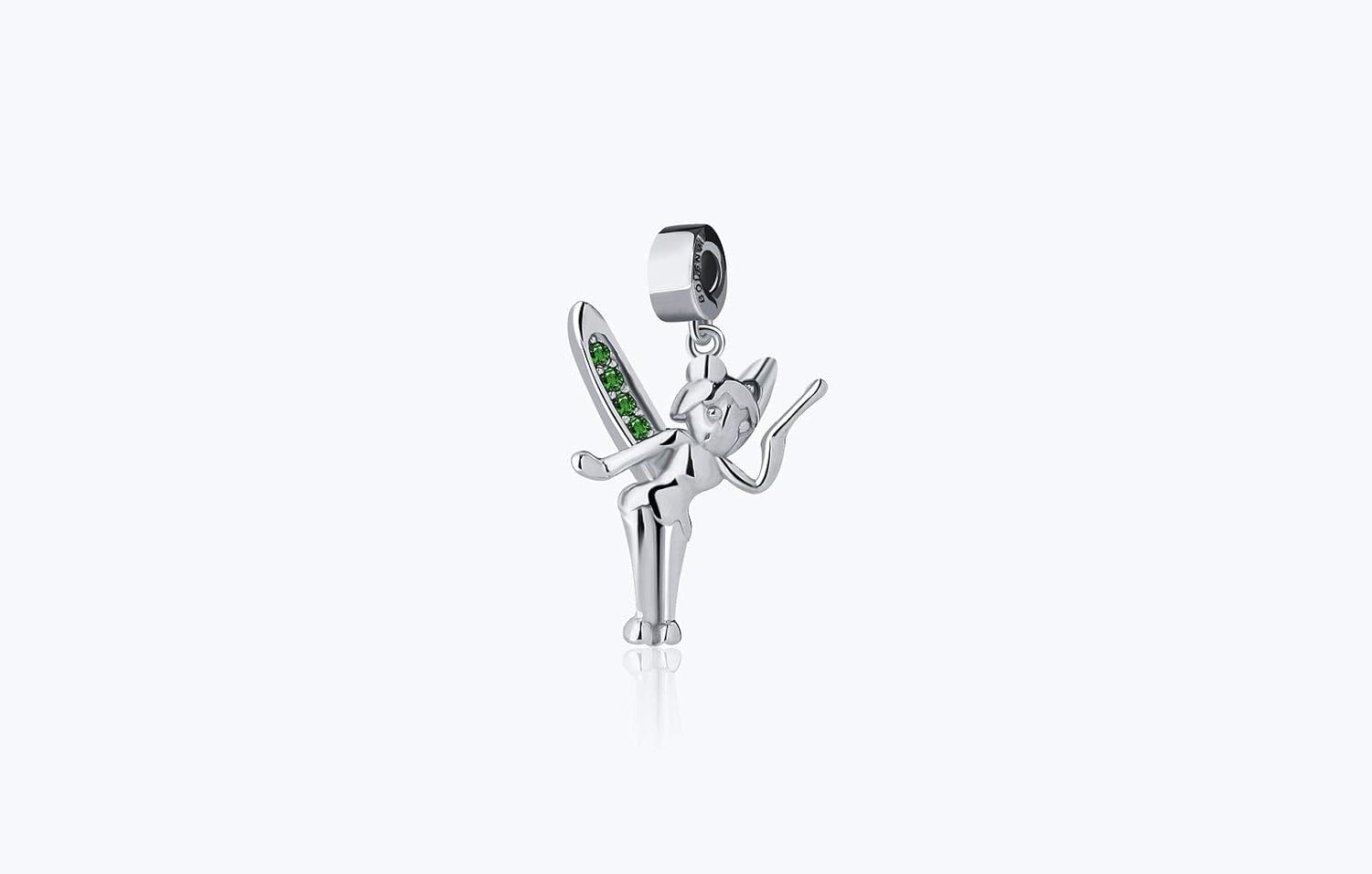 Breloque Fée Clochette verte en argent sterling 925 à cristaux Swarovski – Image 2