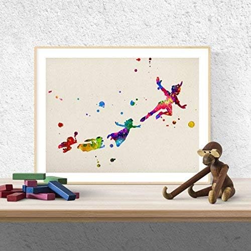 Lot de 3 affiches aquarelle A4 Peter Pan et Fée Clochette – Image 2
