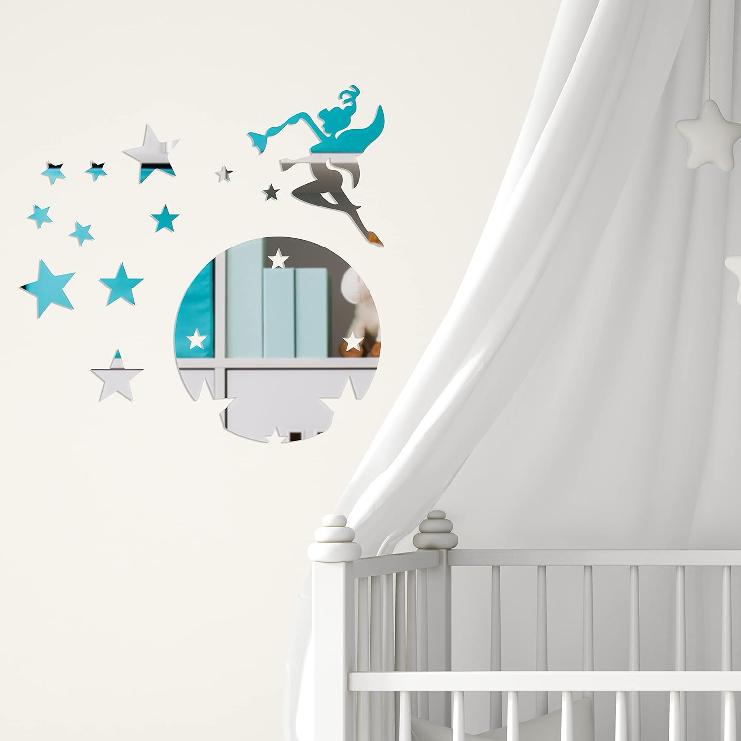 Miroir mural rond Fée Clochette avec étoiles – Image 3