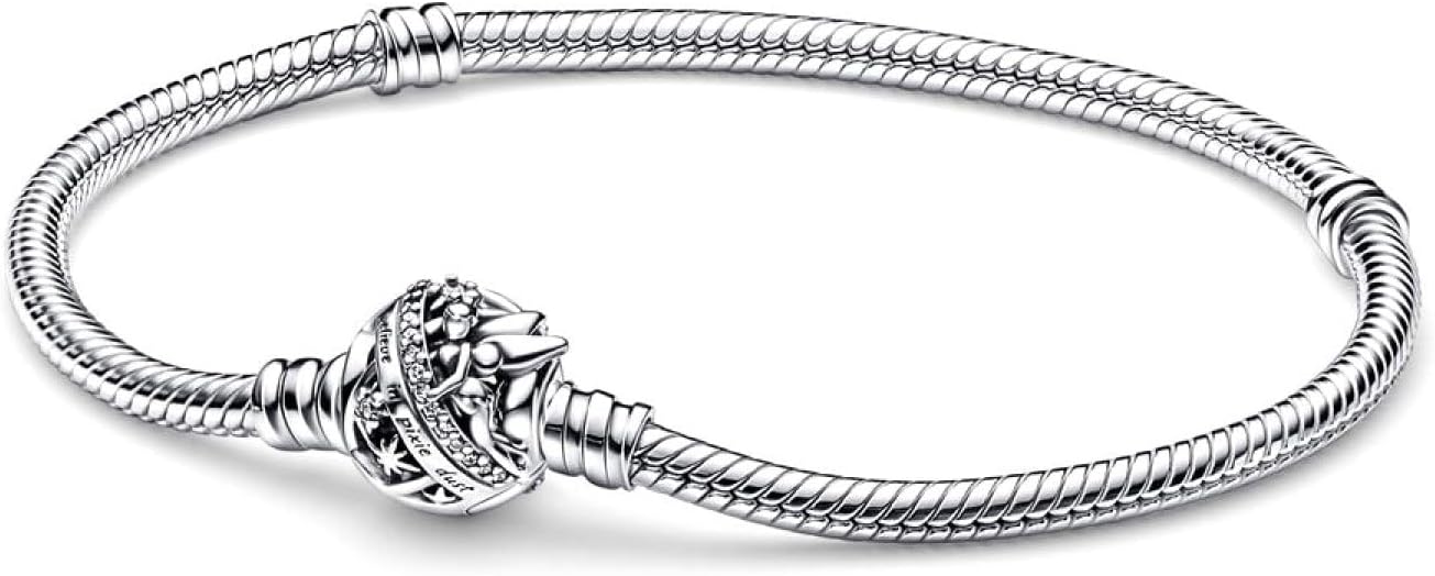 Bracelet maille serpent Pandora Disney Fée Clochette en argent sterling et zircones cubiques transparentes