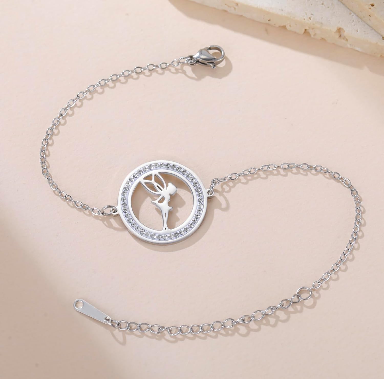 Bracelet Clochette et Princesse Wendy en argent avec Cubic Zirconia – Image 4