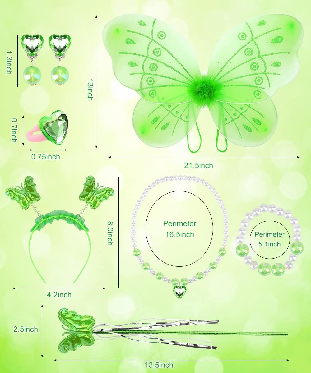 Costume Tinkerbell fille taille 110 avec robe verte et ailes papillon – Image 2