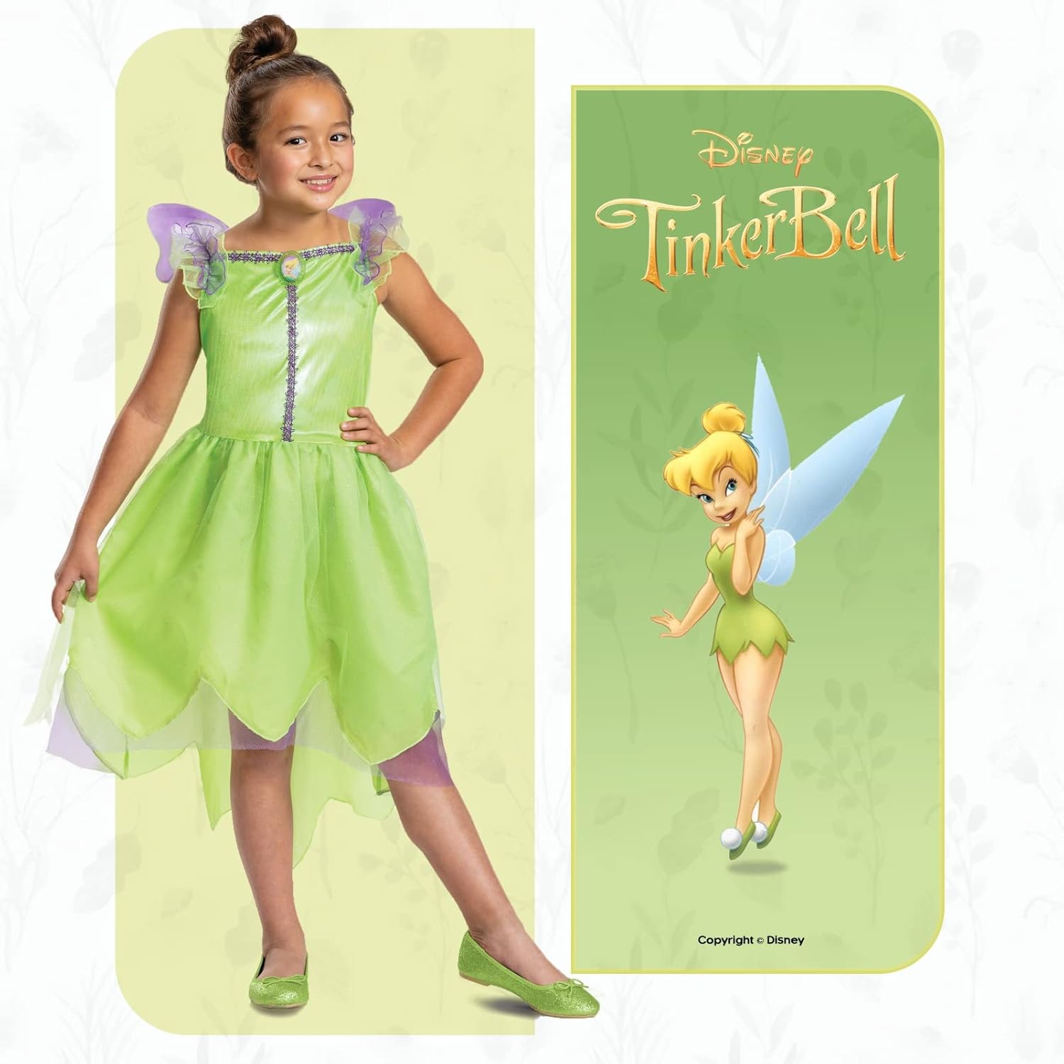 Costume Disney Fée Clochette enfant avec ailes amovibles – Image 2