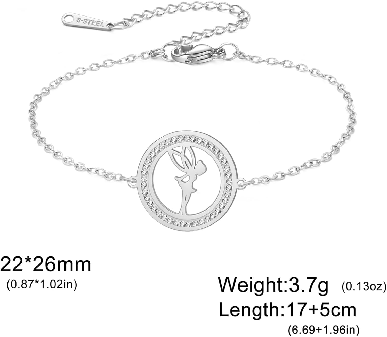 Bracelet Clochette et Princesse Wendy en argent avec Cubic Zirconia – Image 6