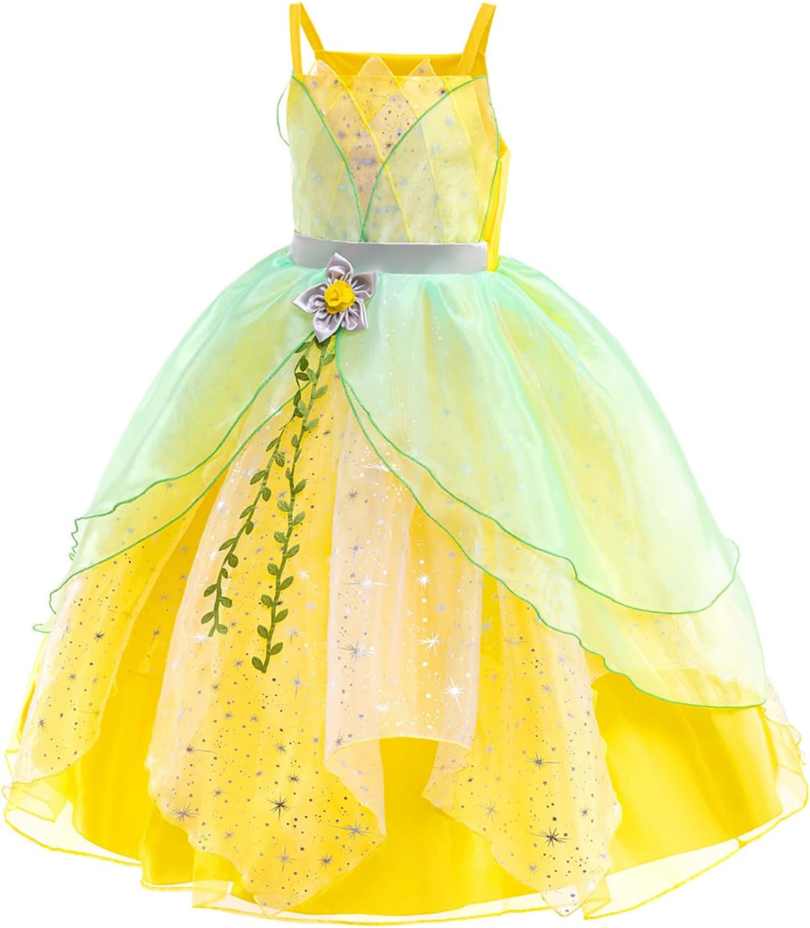 Robe Tiana verte avec 7 accessoires pour déguisement Fée Clochette enfant – Image 2