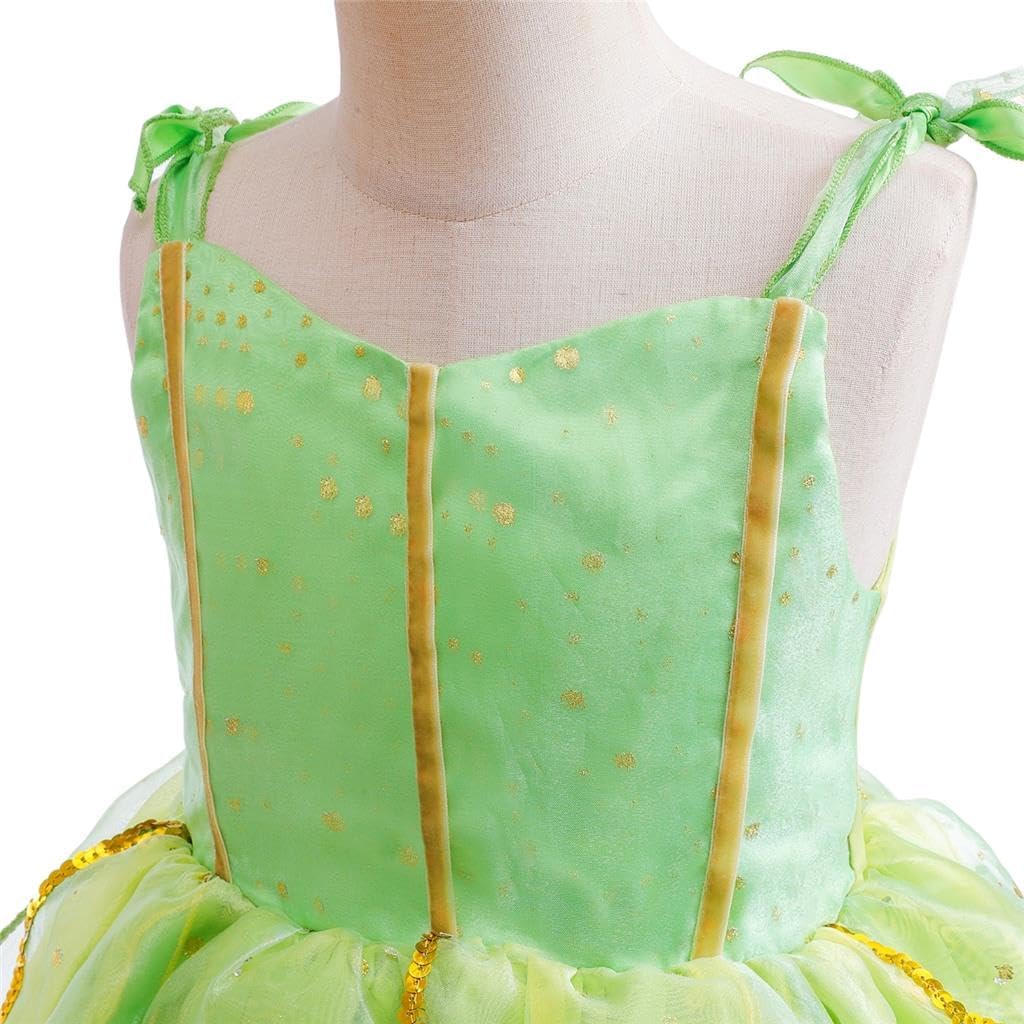 Costume Fée Clochette enfant avec ailes, robe verte de fée – Image 4