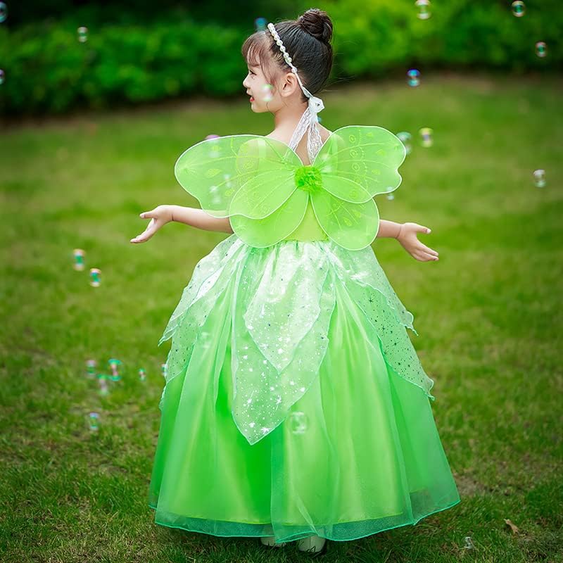 Déguisement Tinkerbell vert en tulle avec ailes et accessoires – Image 4