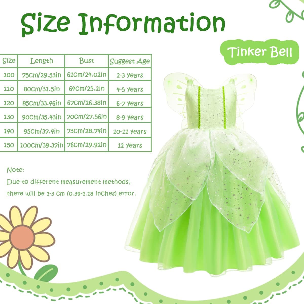 Déguisement Tinkerbell vert en tulle avec ailes et accessoires – Image 8