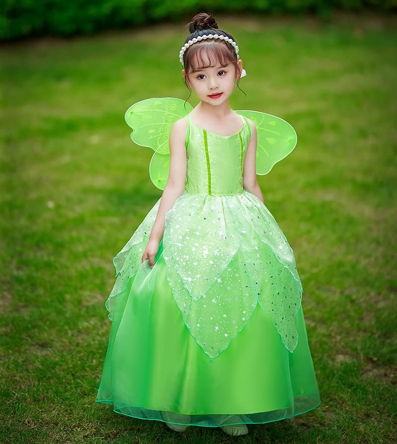 Déguisement Tinkerbell vert en tulle avec ailes et accessoires – Image 3