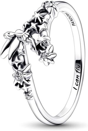 Bague Disney Fée Clochette Pandora en argent sterling et zircones cubiques transparentes
