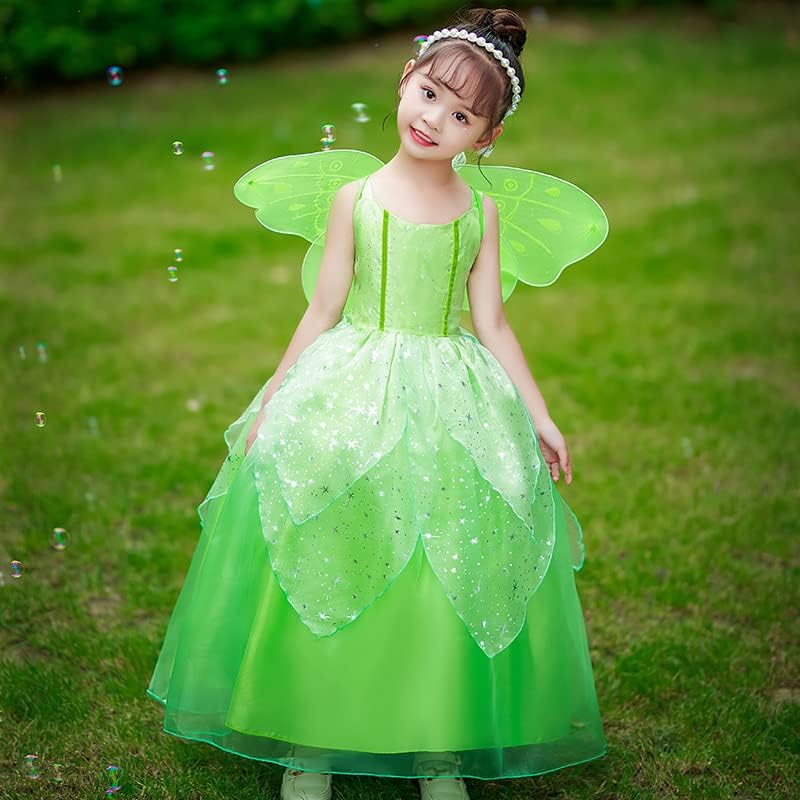 Déguisement Tinkerbell vert en tulle avec ailes et accessoires – Image 2