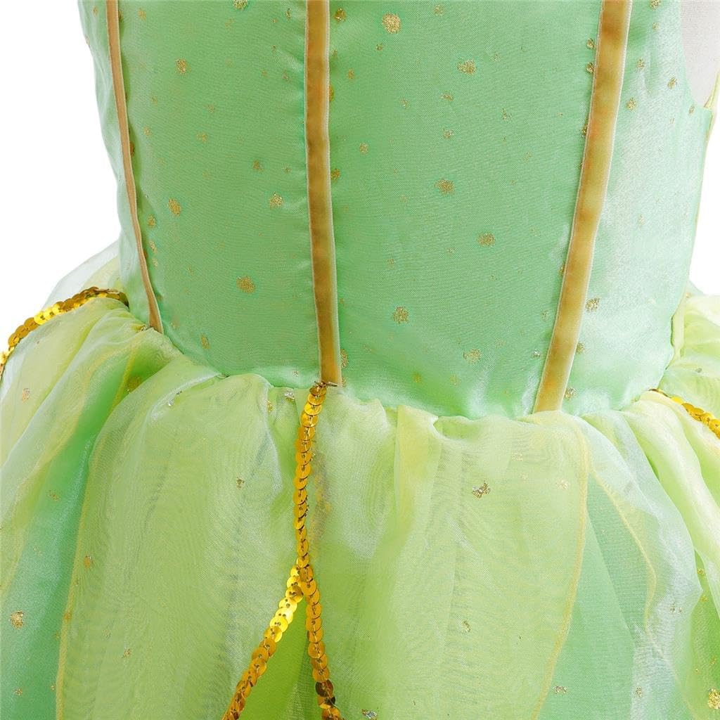 Costume Fée Clochette enfant avec ailes, robe verte de fée – Image 5