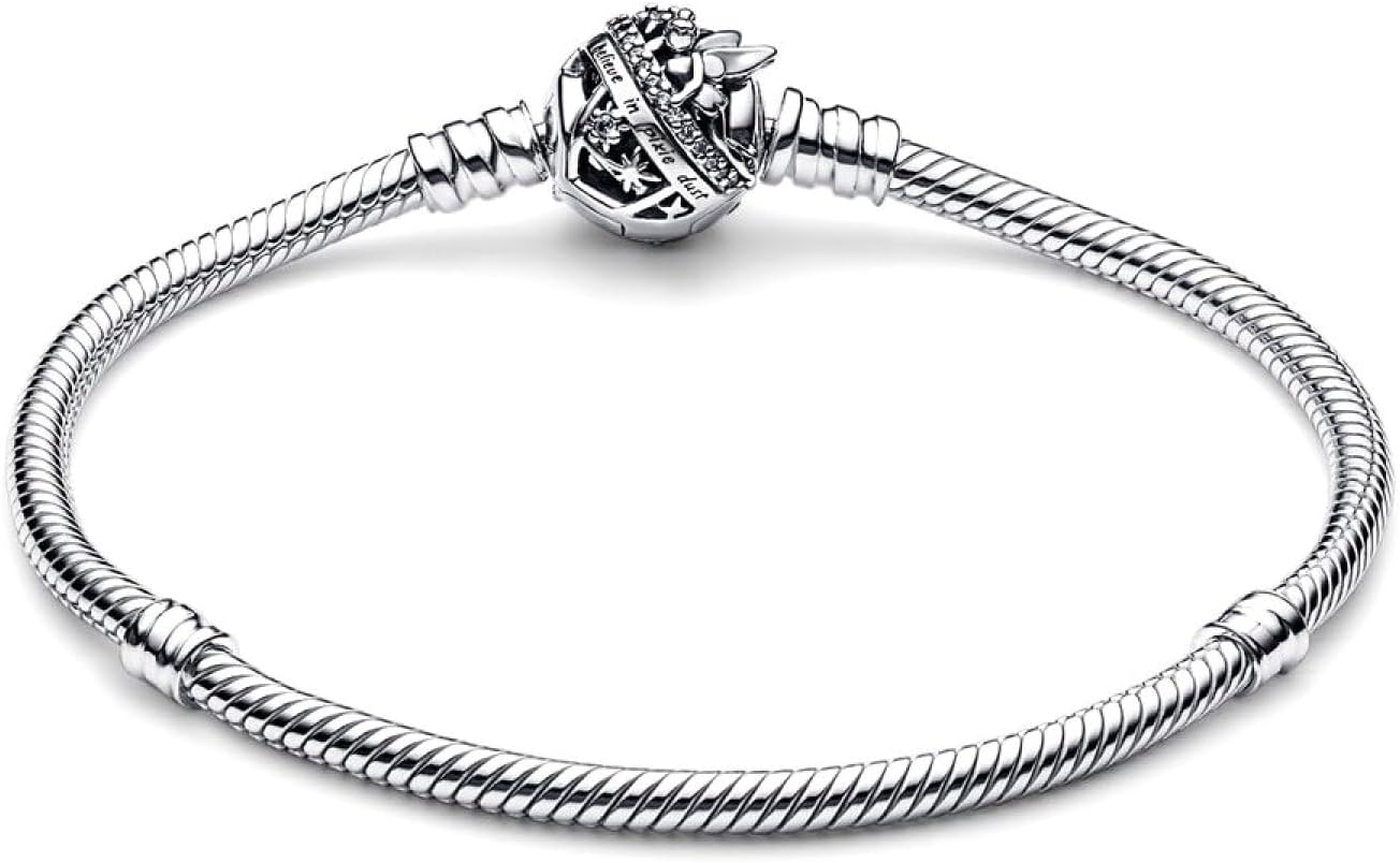 Bracelet maille serpent Pandora Disney Fée Clochette en argent sterling et zircones cubiques transparentes – Image 2
