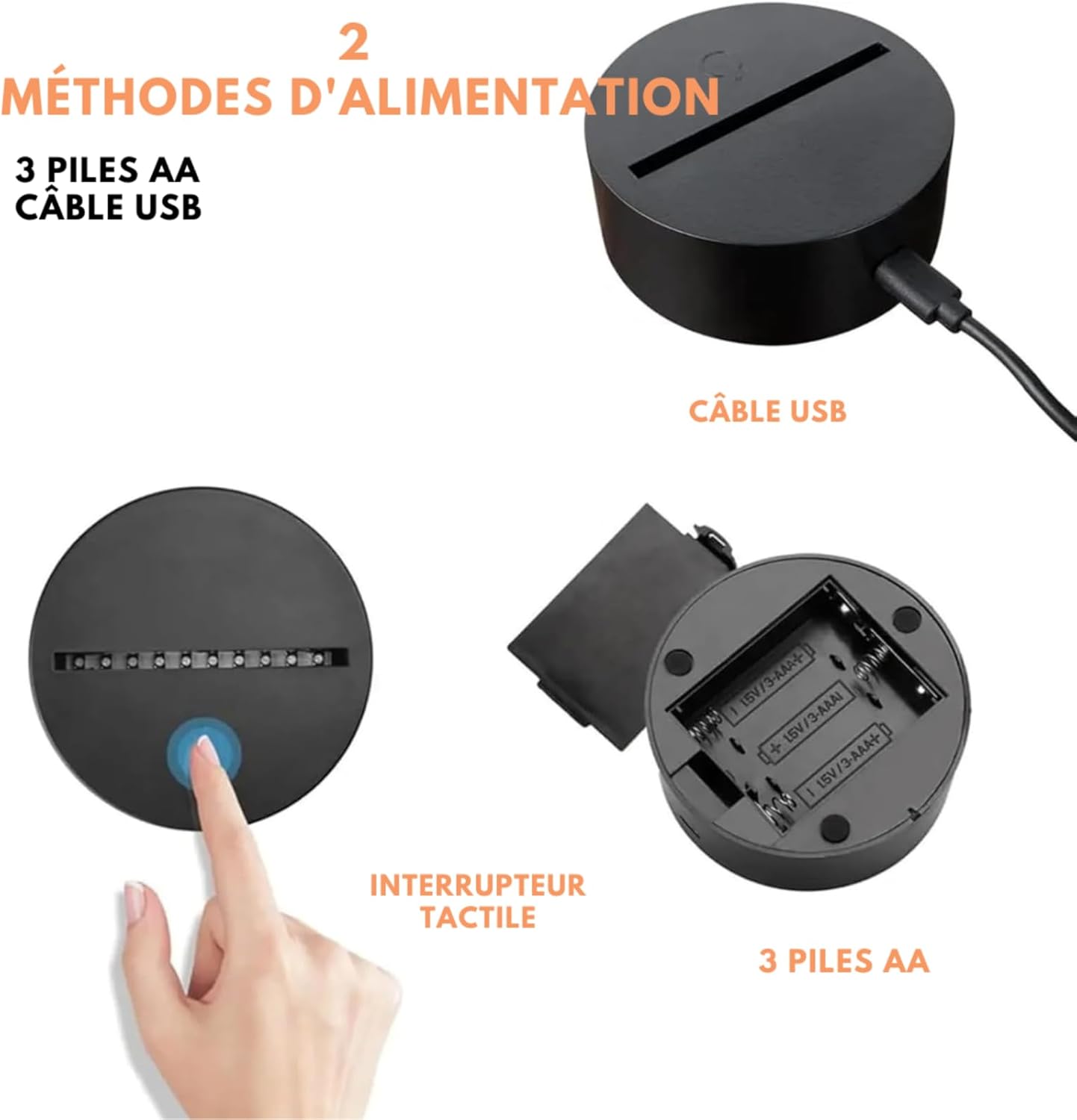 Lampe LED USB Fée Clochette à effet 3D multicolore – Image 7