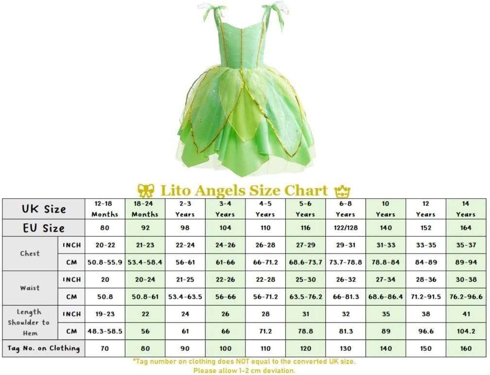 Costume Fée Clochette enfant avec ailes, robe verte de fée – Image 7