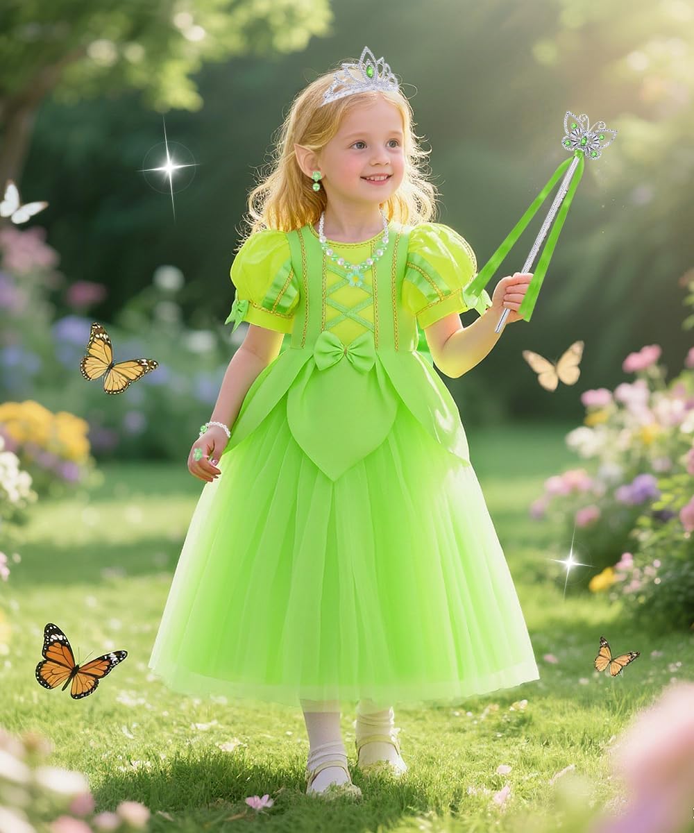 Costume Tinkerbell enfant avec robe verte et accessoires – Image 7