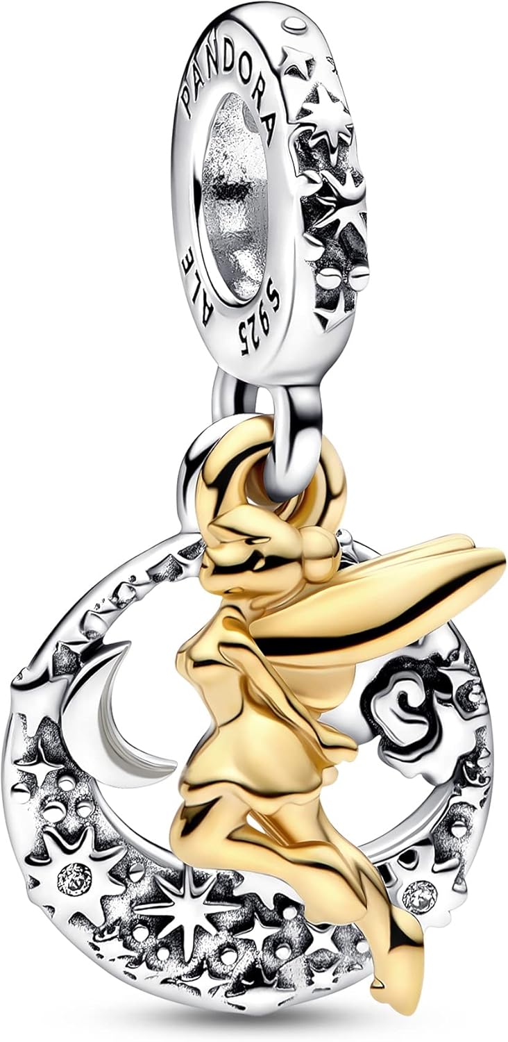Charme Disney Fée Clochette Pandora en métal plaqué or 14 carats et argent sterling