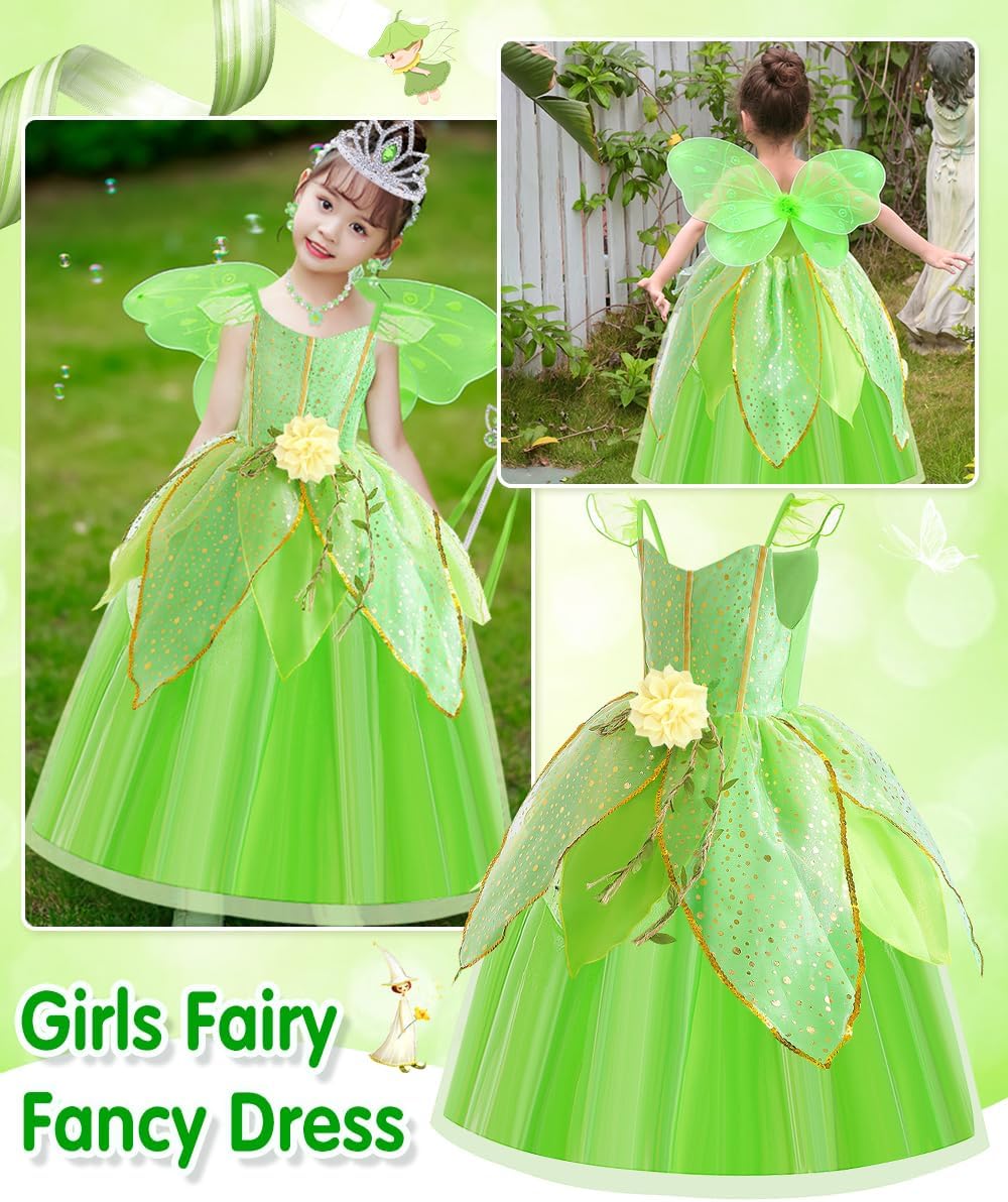 Déguisement Fée Clochette Tinkerbell vert avec ailes et 8 accessoires – Image 4