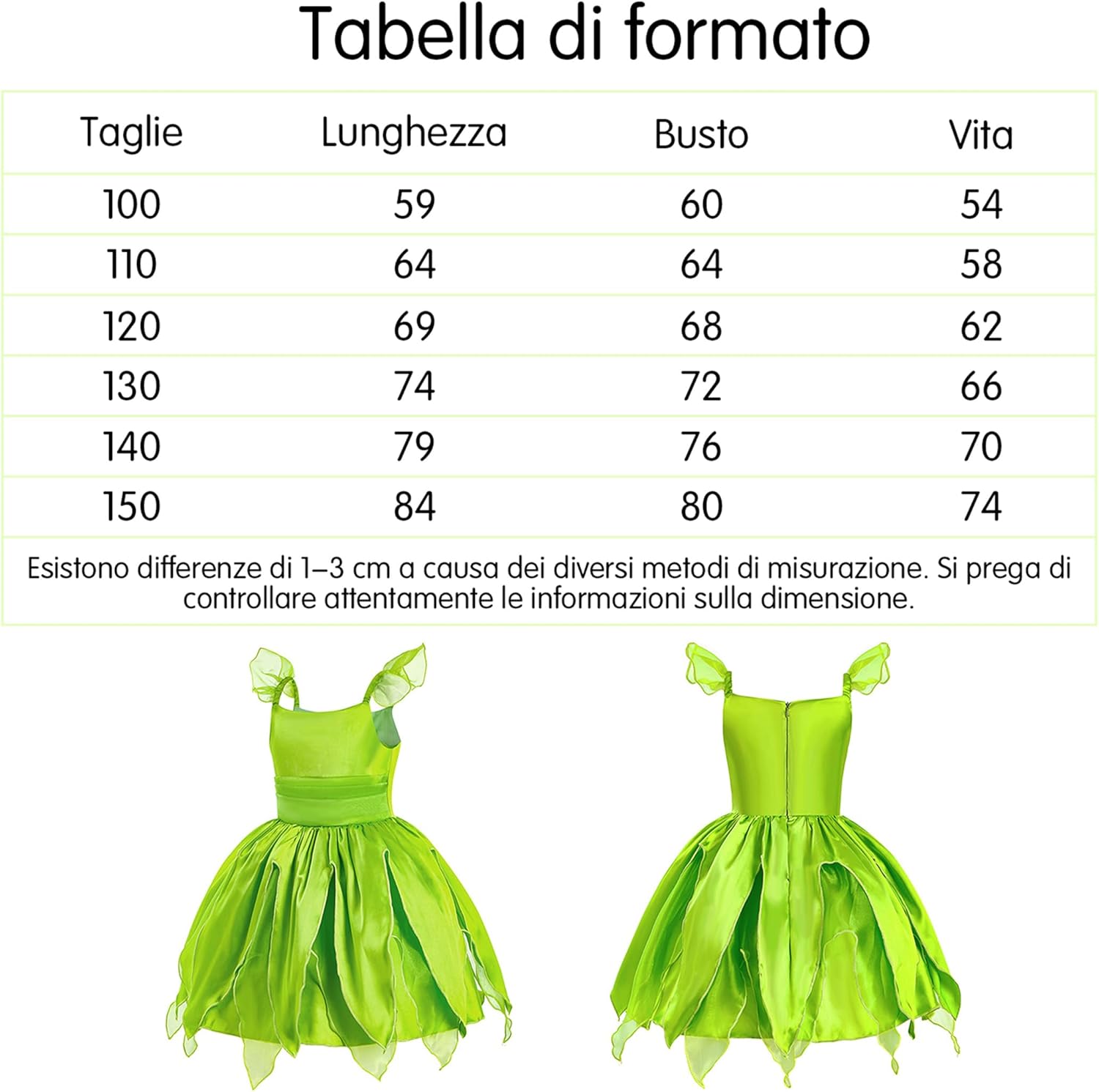 Costume Fée Clochette enfant avec ailes, baguette et bandeau façon princesse Tiana – Image 2