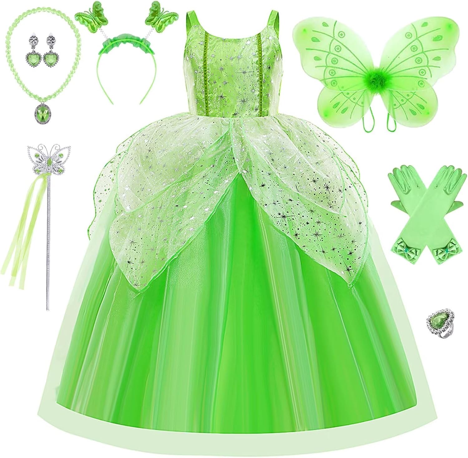 Costume Tinkerbell Fée Clochette vert avec ailes pour fille