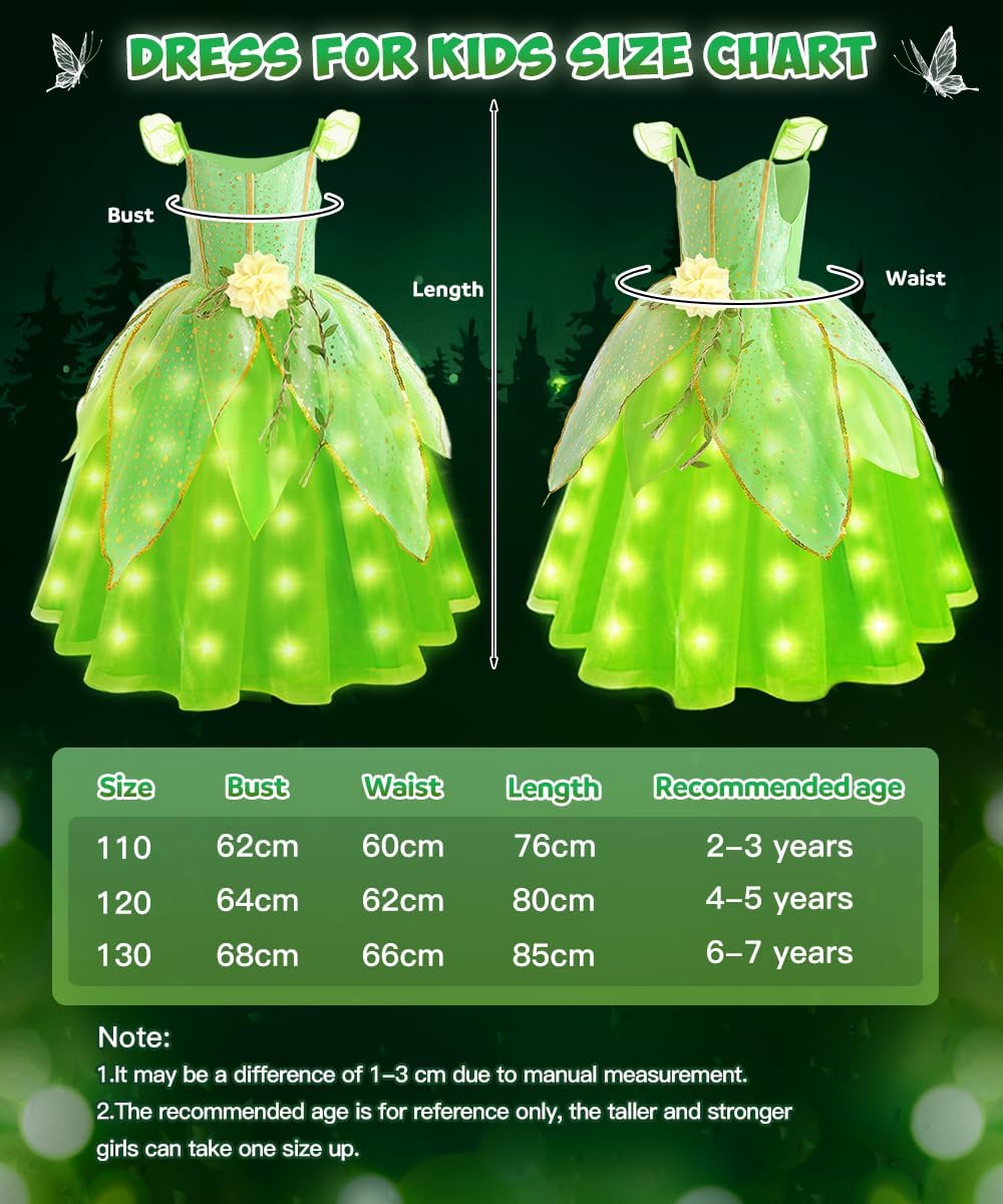 Costume Tinkerbell lumineux pour fille avec ailes – Image 6
