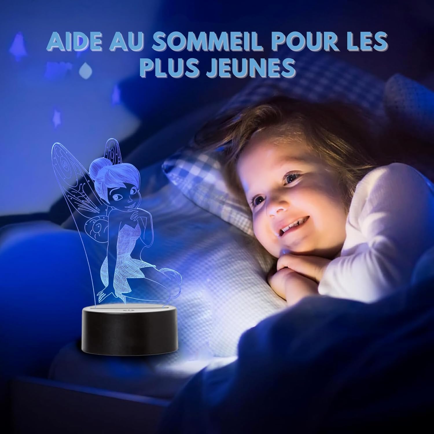 Lampe LED USB Fée Clochette à effet 3D multicolore – Image 4