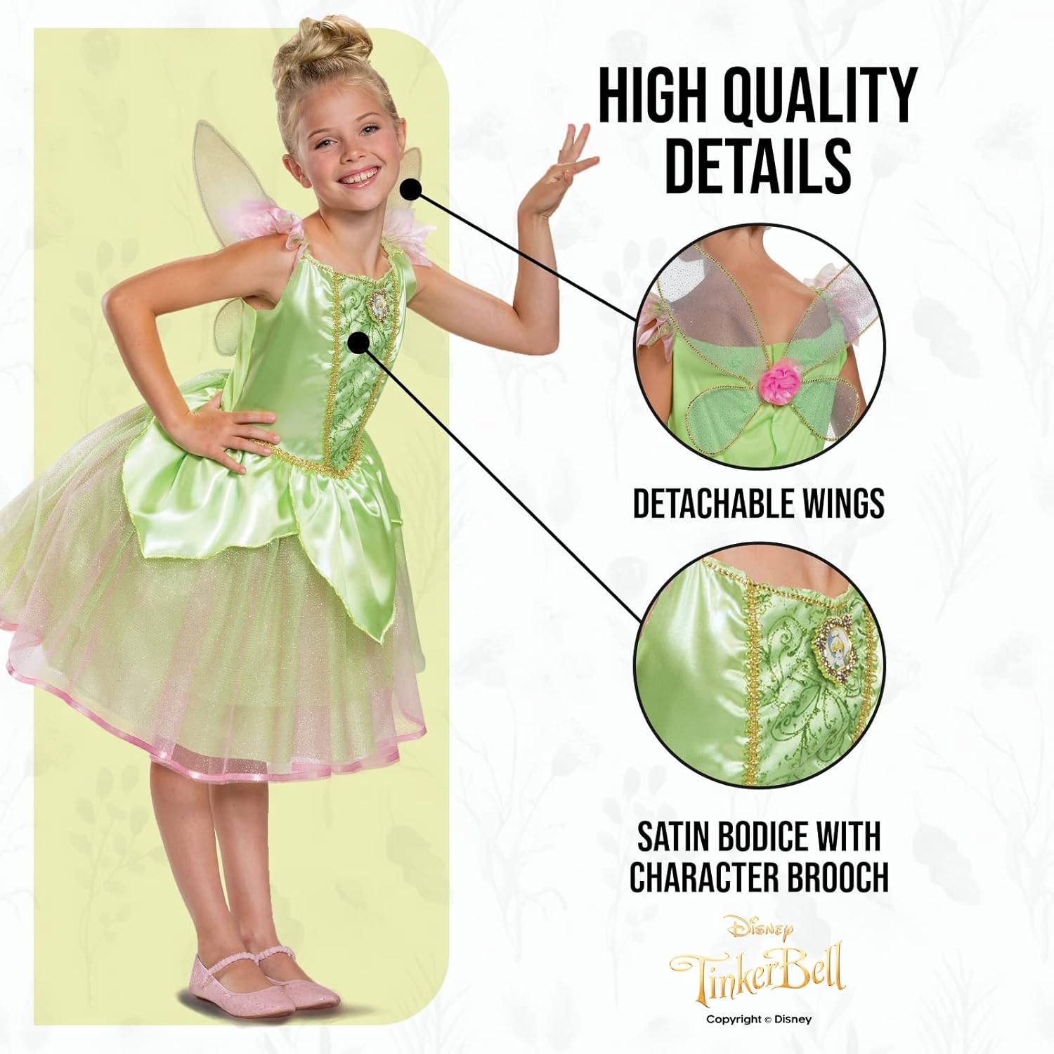 Déguisement Disney Fée Clochette avec ailes détachables pour fille – Image 4