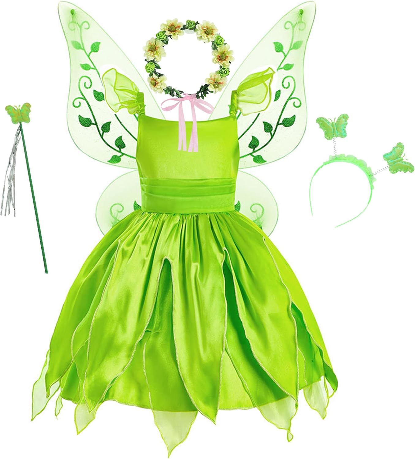 Costume Tinker Bell vert avec accessoires pour fille