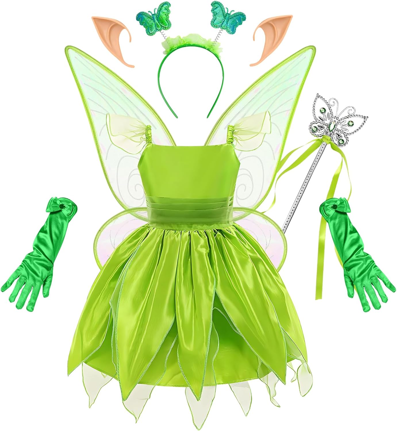 Déguisement Fée Clochette fille avec robe verte et accessoires