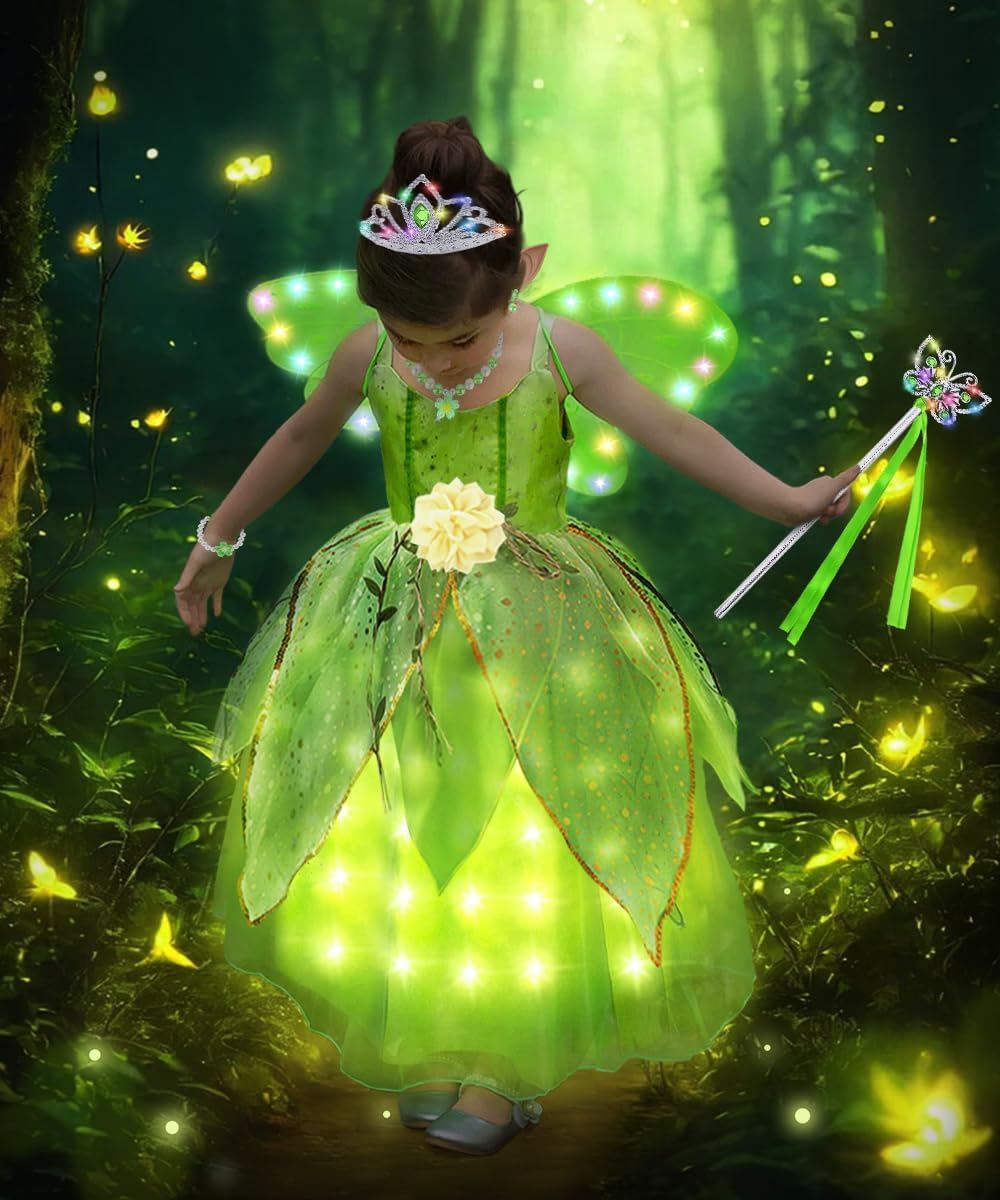 Costume Tinkerbell lumineux pour fille avec ailes – Image 7