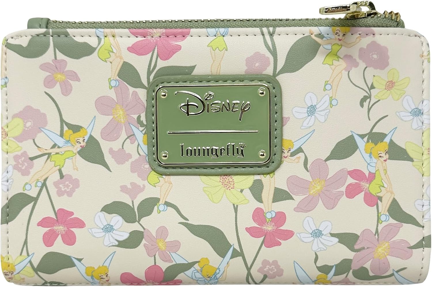 Portefeuille zippé vert floral Disney Peter Pan Fée Clochette