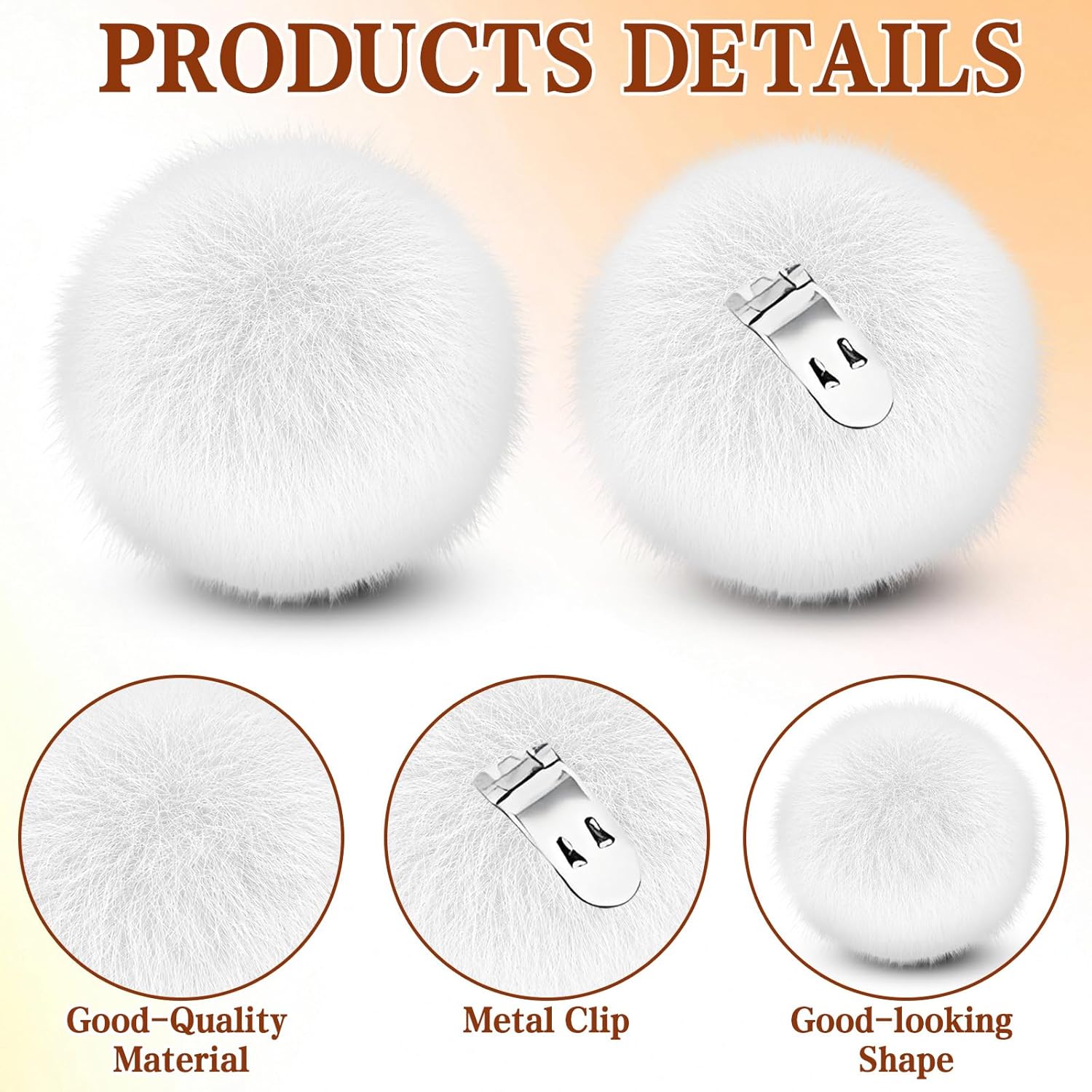 4 pinces à chaussures Fée Clochette à pompons blancs amovibles – Image 3
