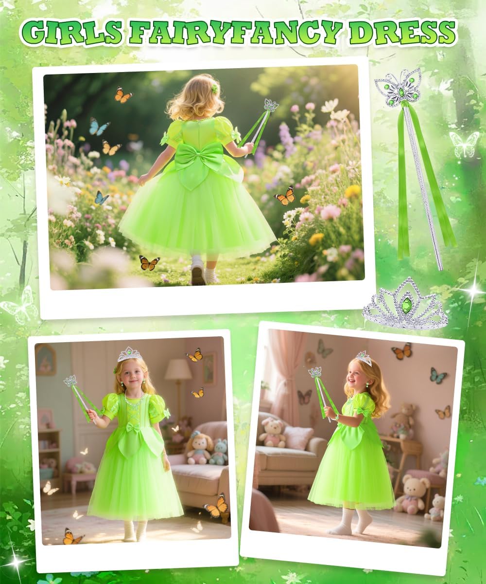 Costume Tinkerbell enfant avec robe verte et accessoires – Image 5