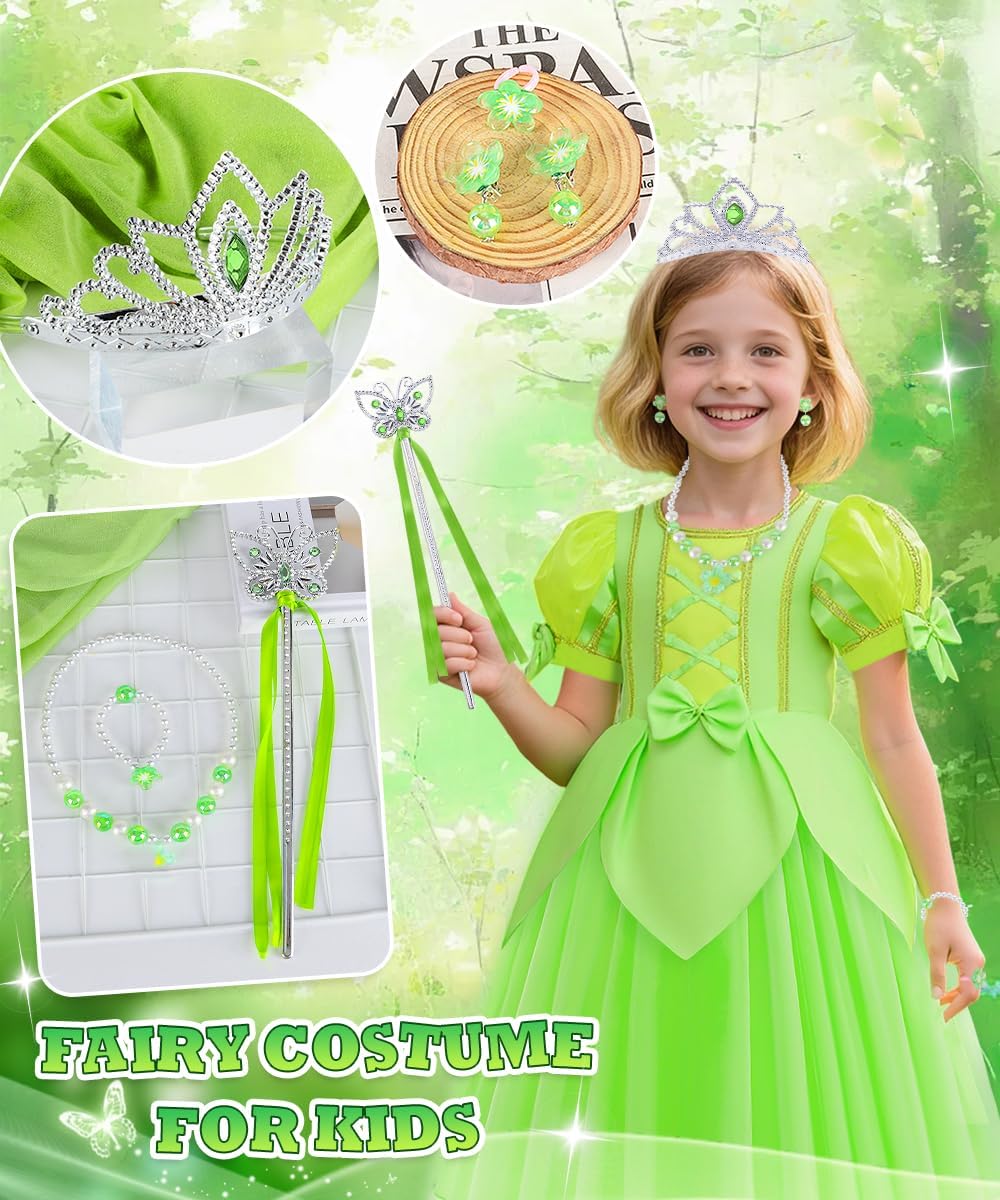 Costume Tinkerbell enfant avec robe verte et accessoires – Image 6