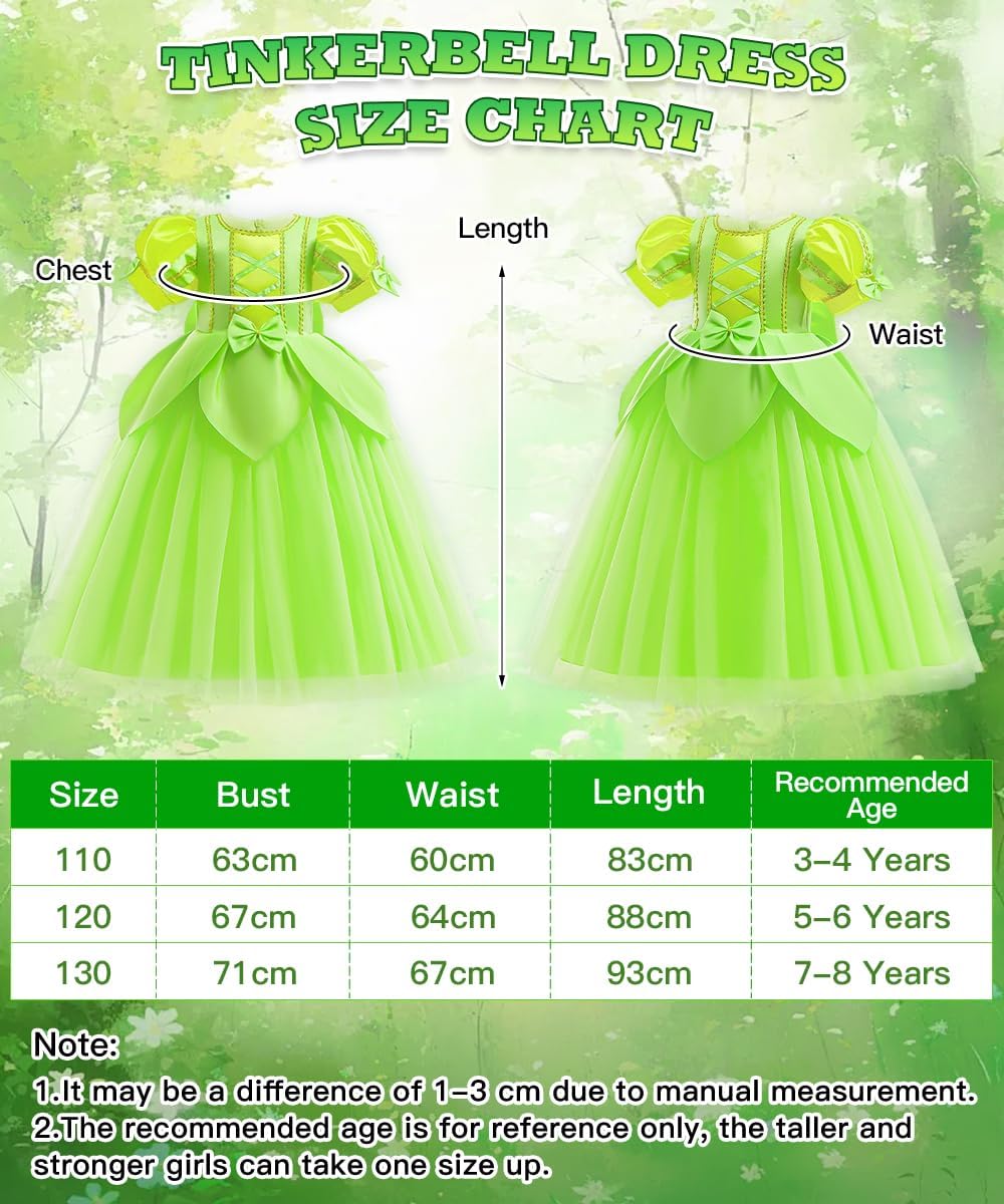 Costume Tinkerbell enfant avec robe verte et accessoires – Image 4