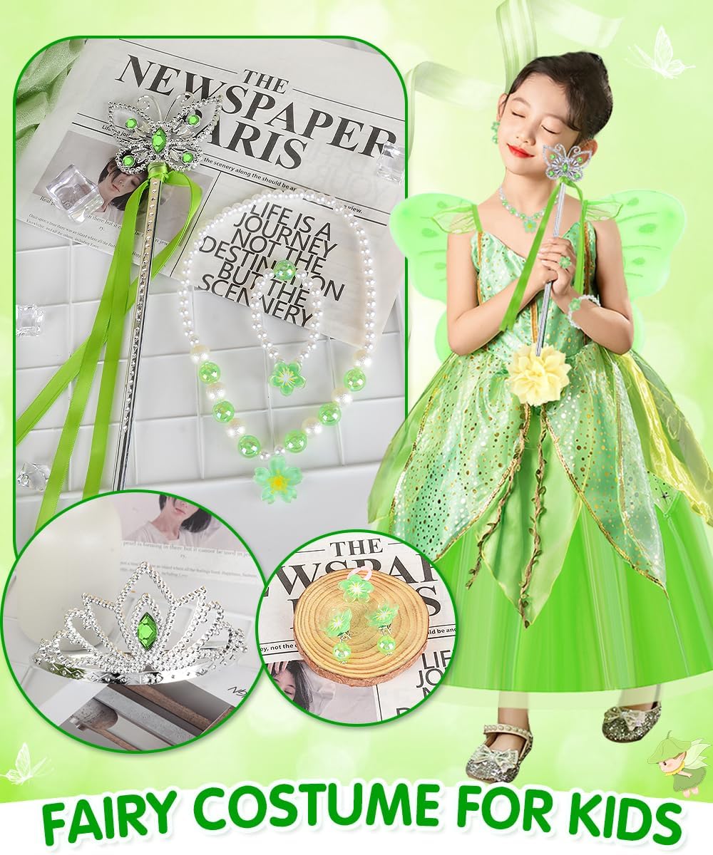 Déguisement Fée Clochette Tinkerbell vert avec ailes et 8 accessoires – Image 7