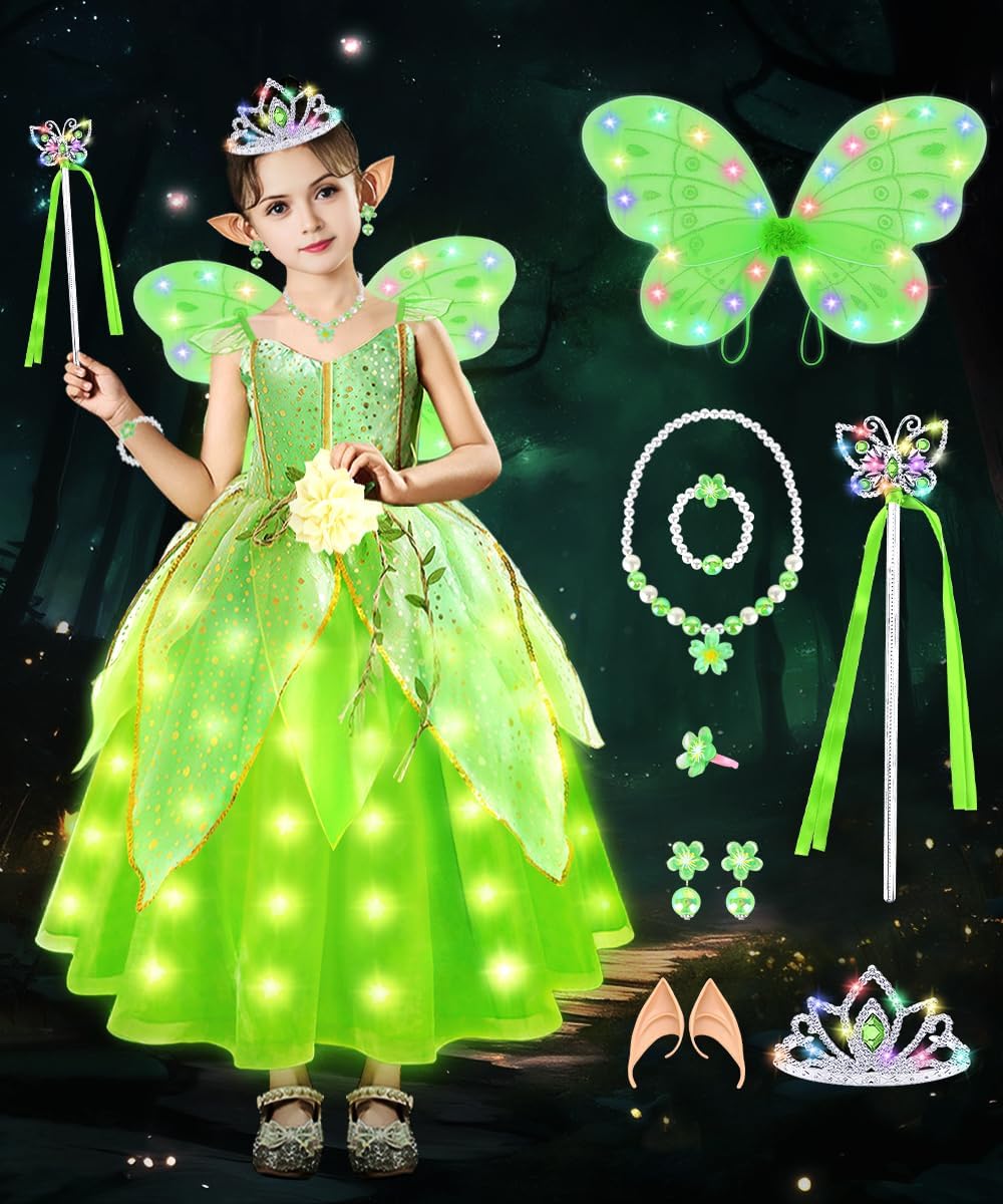 Costume Tinkerbell lumineux pour fille avec ailes