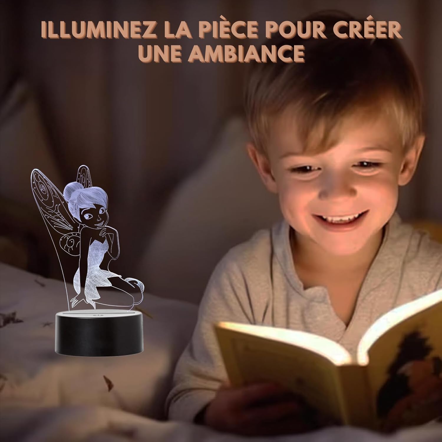 Lampe LED USB Fée Clochette à effet 3D multicolore – Image 2