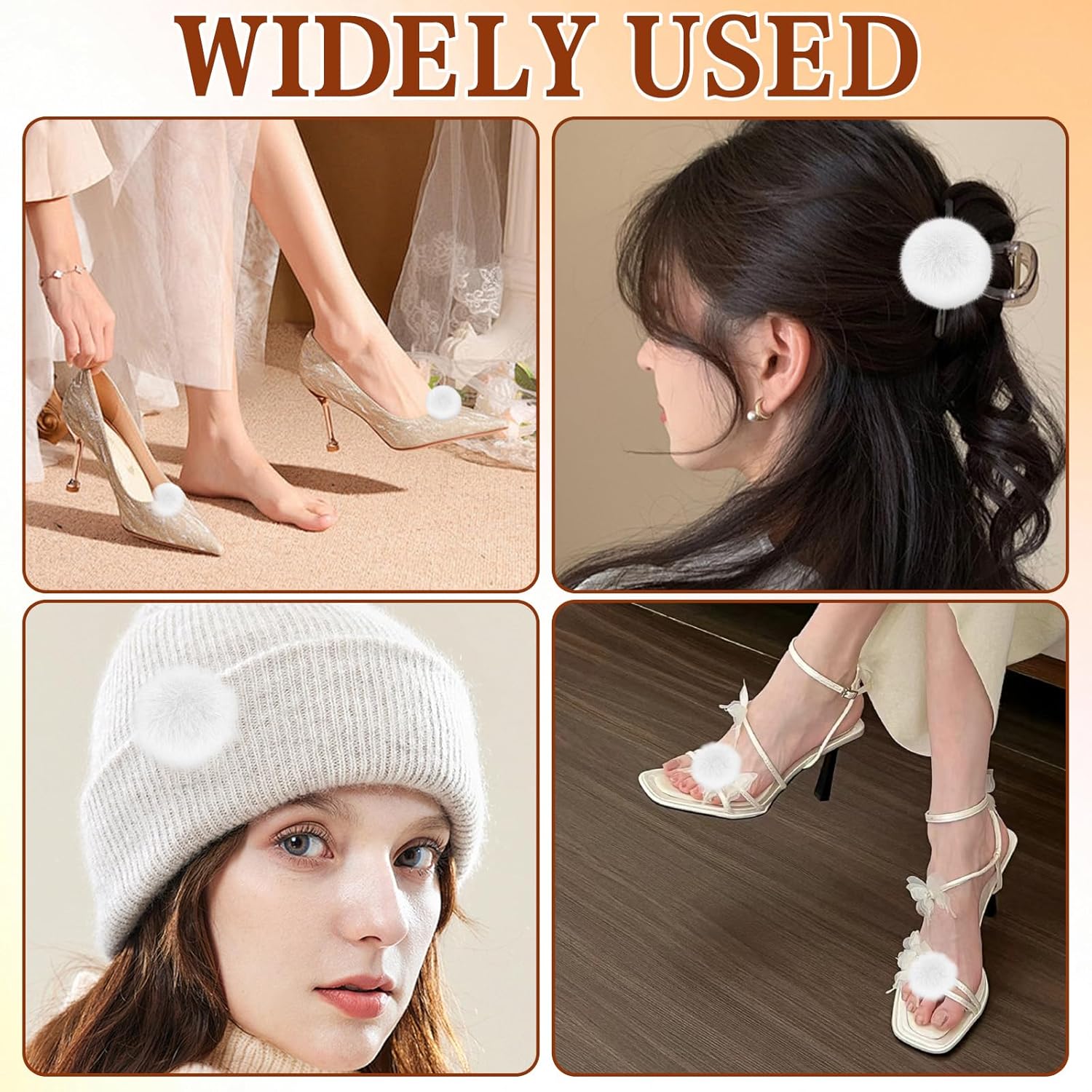 4 pinces à chaussures Fée Clochette à pompons blancs amovibles – Image 7