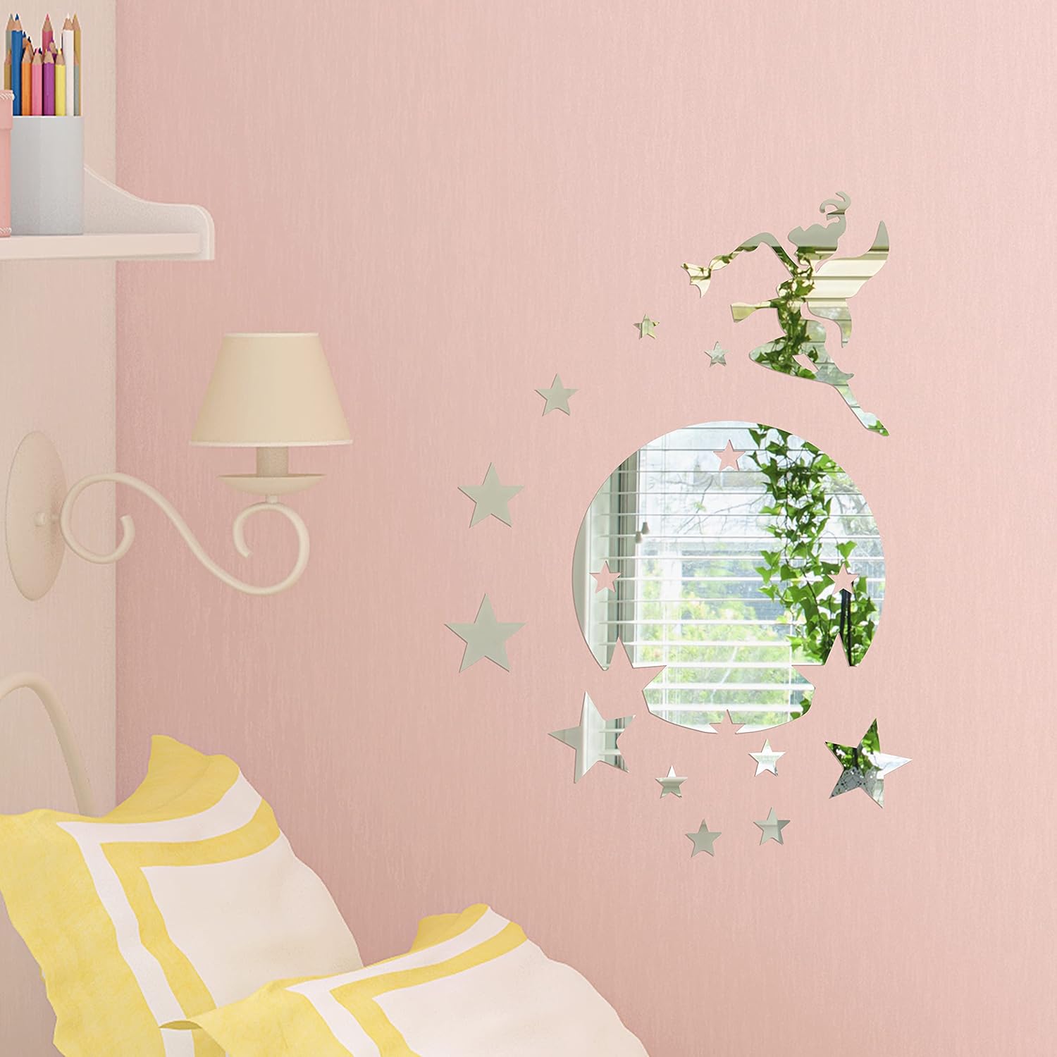 Miroir mural rond Fée Clochette avec étoiles – Image 2
