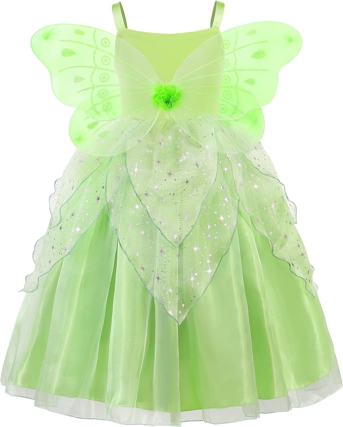 Déguisement Fée Clochette fille avec robe verte et ailes – Image 2