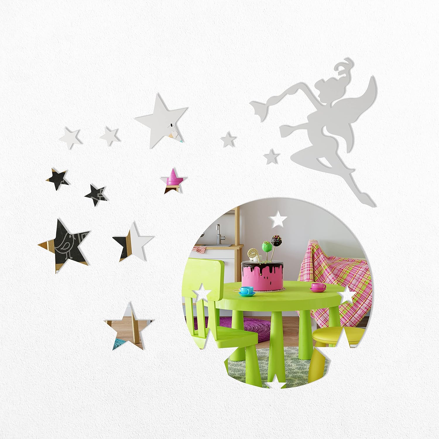 Miroir mural rond Fée Clochette avec étoiles – Image 4