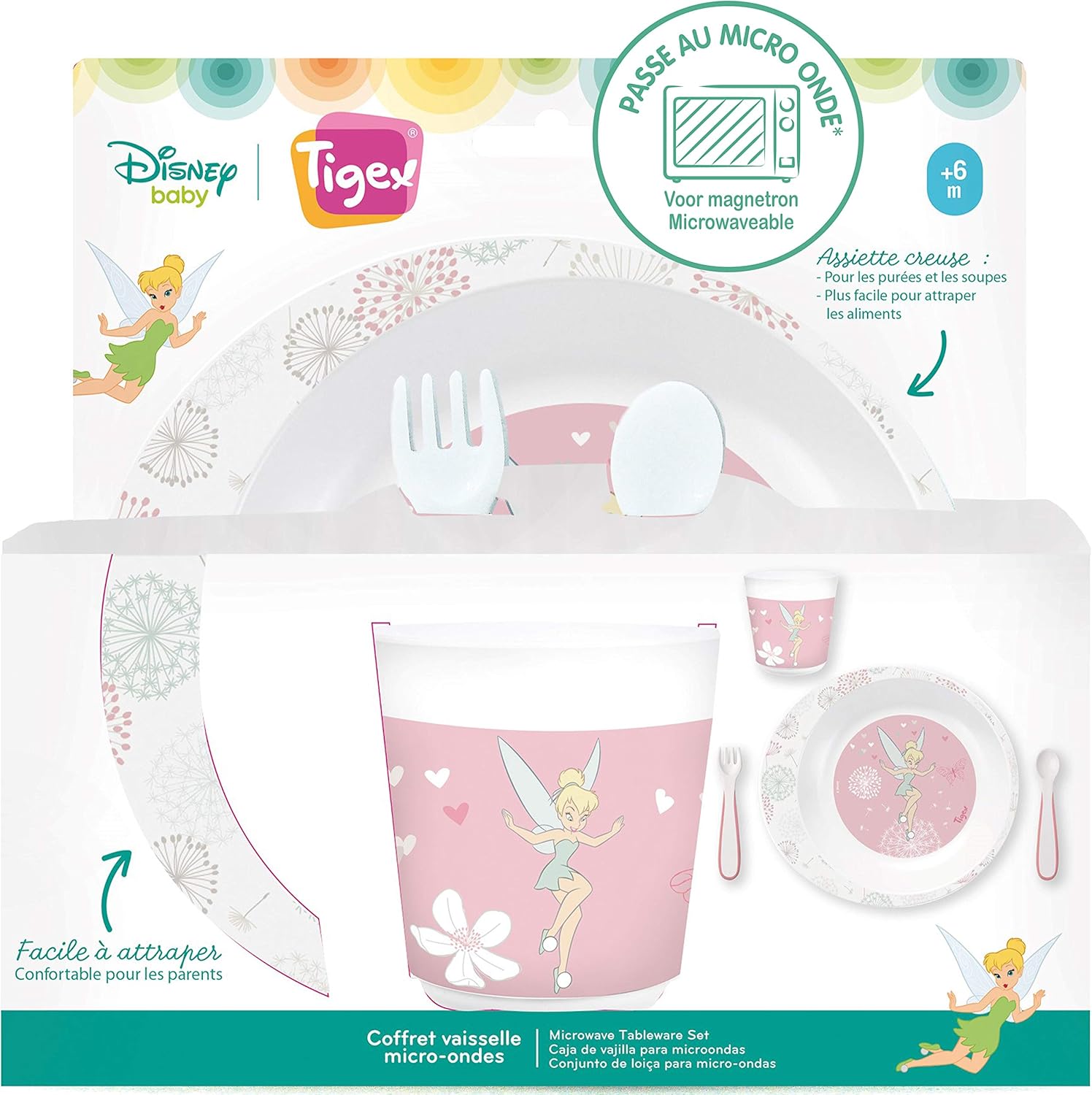 Coffret vaisselle bébé Fée Clochette micro-ondes TIGEX – Image 2